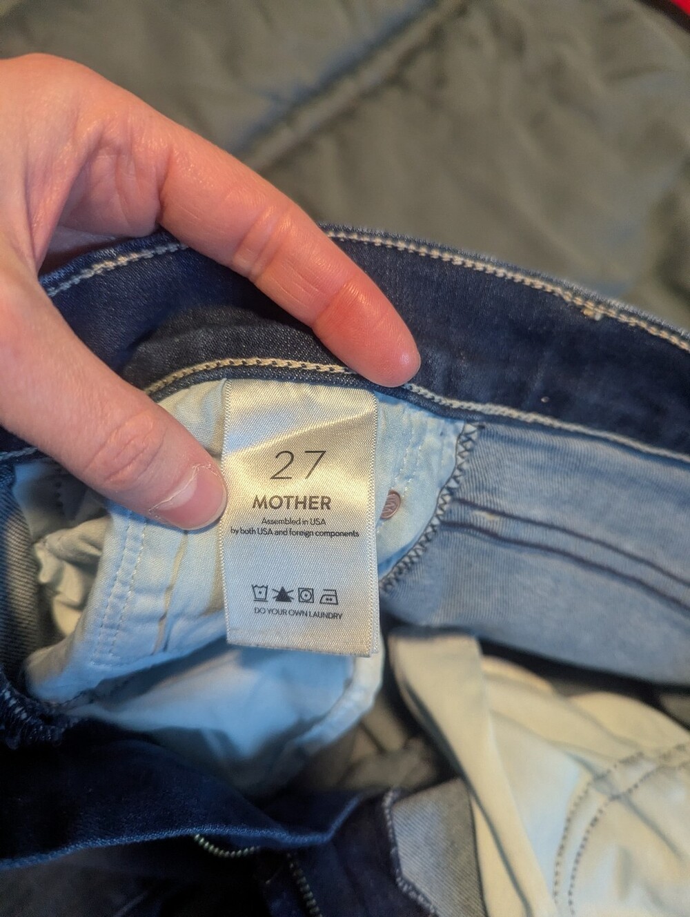 MOTHER Dark Wash High-Rise Cropped Straight Jeans - Picture 4 of 6